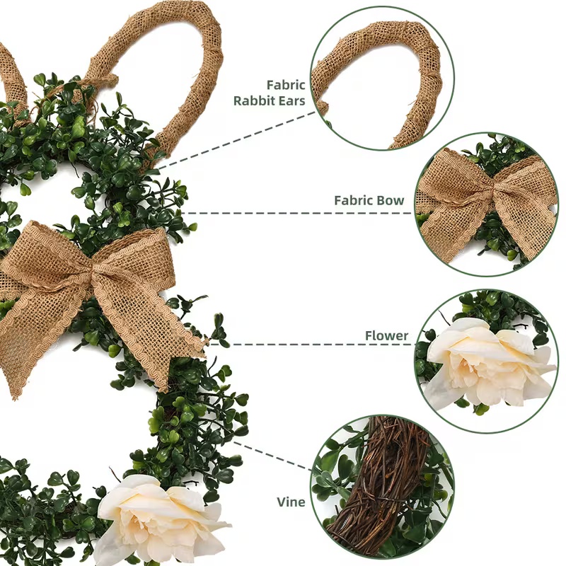 Easter Bunny-Themed Artificial Flower Wreath