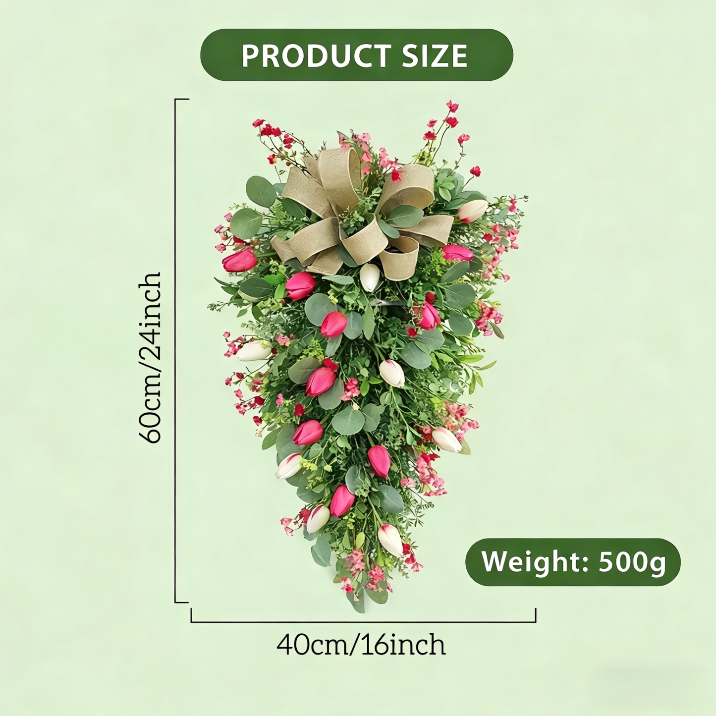 ✨Early Eeaster Sale 50% - Artificial Tulip Door Swag with Greenery Leaves and Burlap Bow