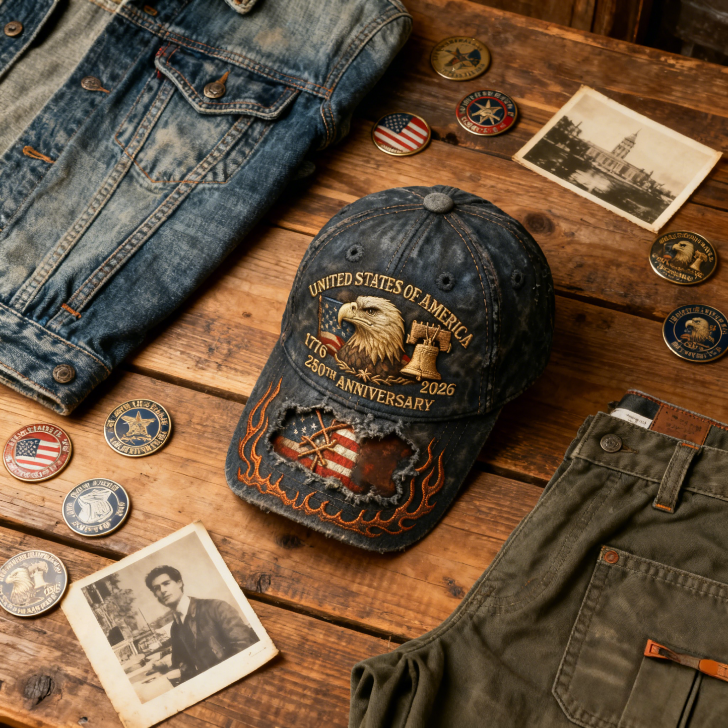 🦅 250th Anniversary Vintage Patriotic Baseball Cap