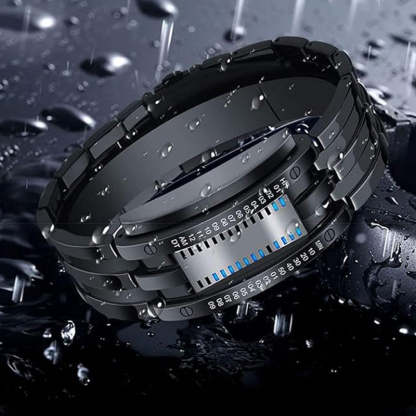 ⌚✨ Men's Binary LED Watch – Stainless Steel, Blue Light, Sporty, Water-Resistant, Modern ⚡