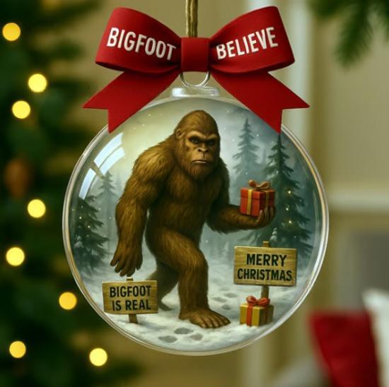 Bigfoot Christmas Bauble Ornament