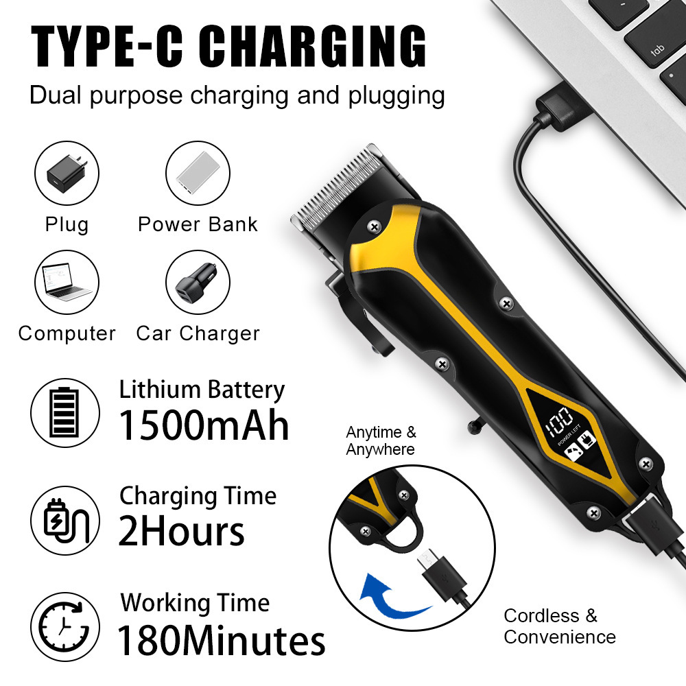 Zero-Gap Cordless Hair Clipper for Men – Fade, Taper, Pompadour Styles