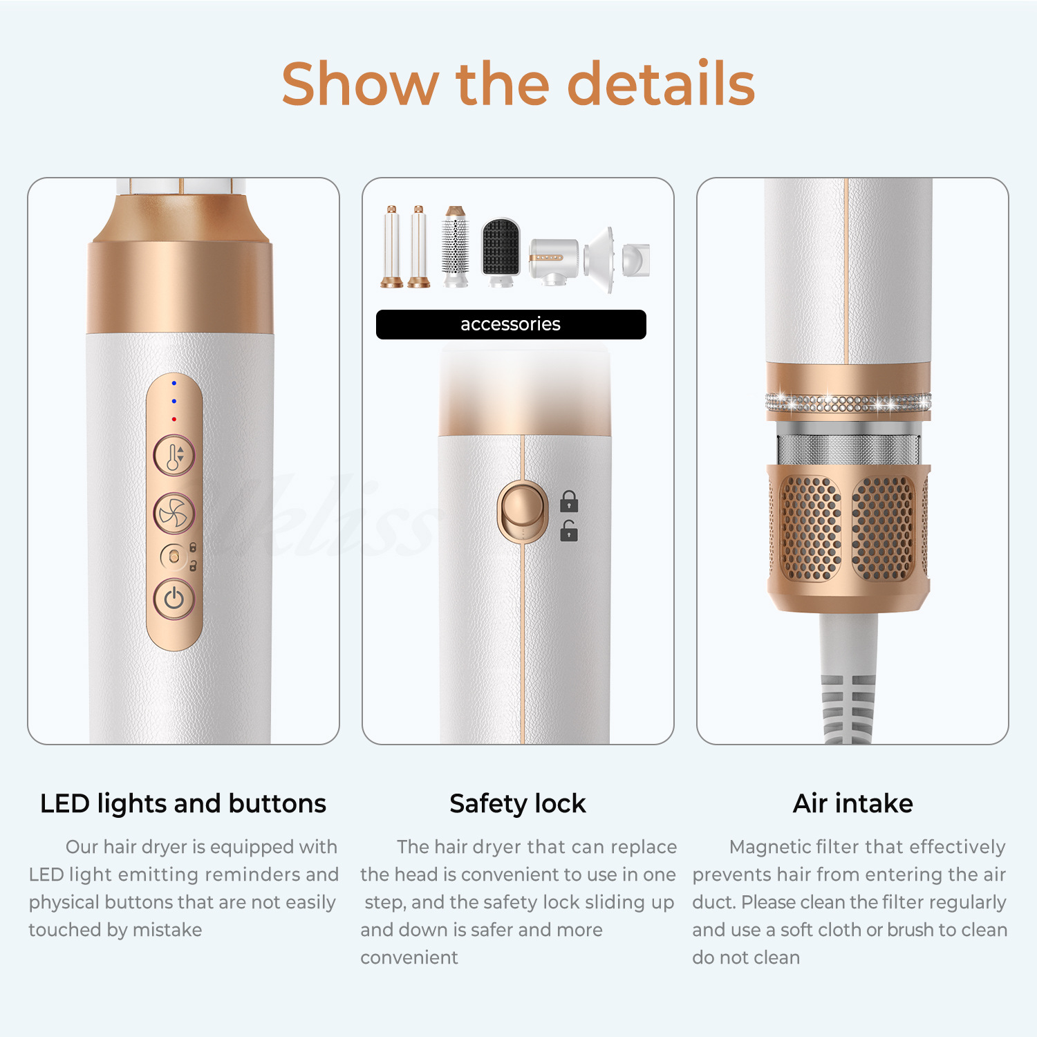 Multifunctional 7-in-1 high-speed hair dryer