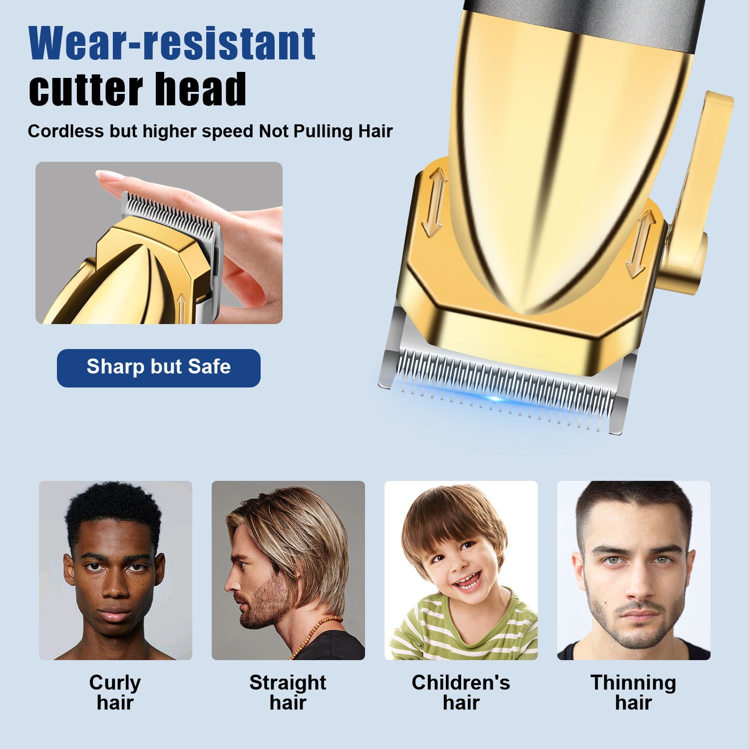 Cordless Super Motor Hair Clipper (Gold/Silver)