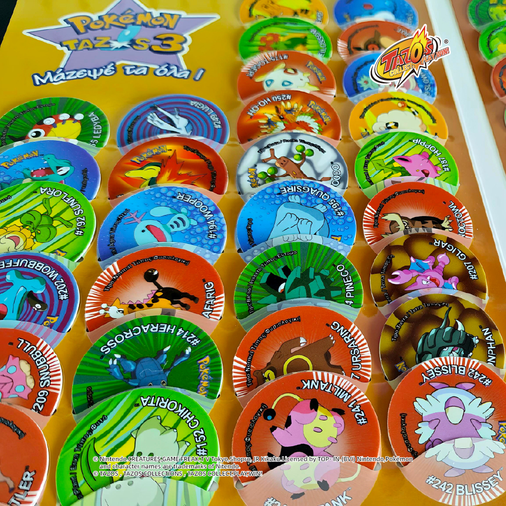 TAZOS | Pokémon · Matutano & Tasty Set 3 Album Collection Complete Set 90/90 【Spain & Greece version】