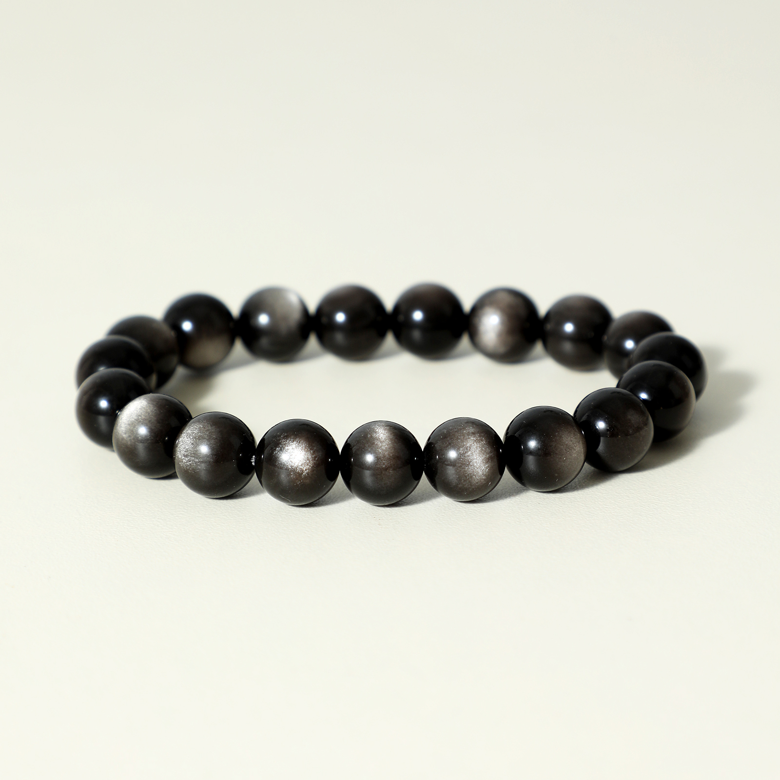 Premium AAA Grade Silver Obsidian Bracelet | Energy Protection & Confidence Boost | Career Luck & Decisiveness | Natural Shimmering Healing Stone