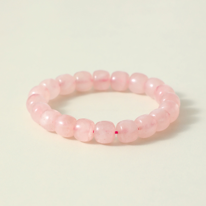 7A Rose Quartz Bracelet - Soft Pink Glow, Attracts Charm, Brings Lucky Vibes, Daily Warmth