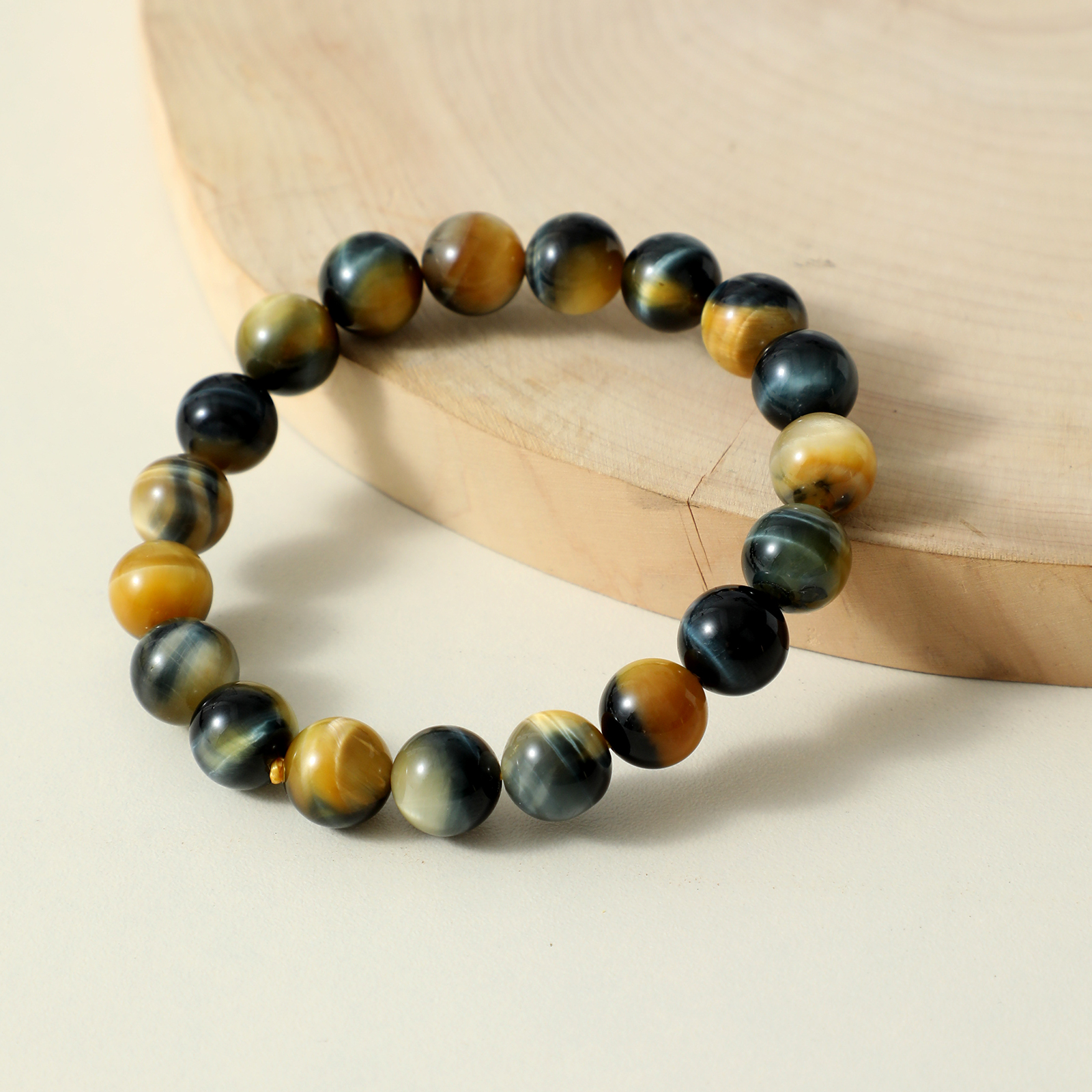 Premium AAA Grade Fantasy Tri-Color Tiger's Eye Bracelet | Rare Striped Crystal | Wealth Luck & Confidence Healing Stone Jewelry
