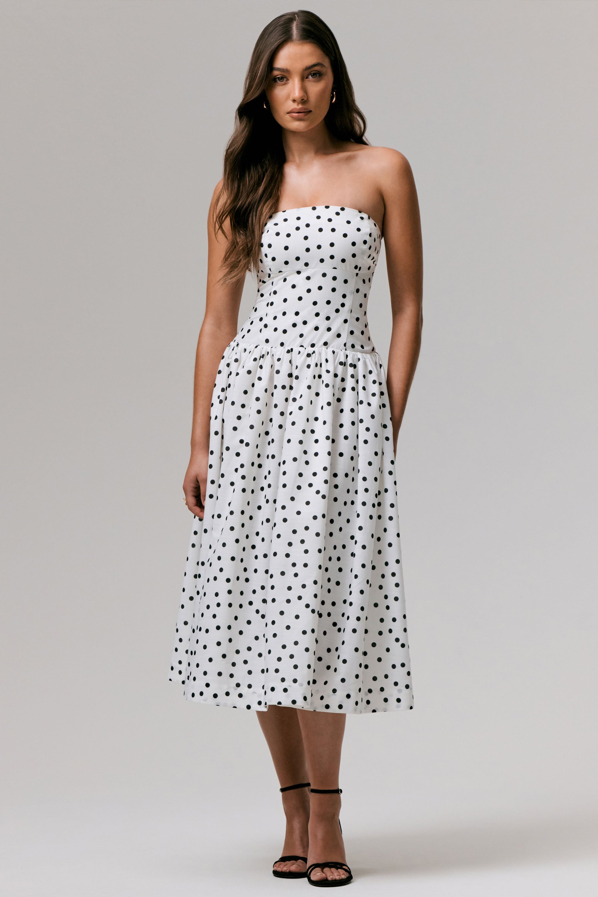 Polka Dot Bandeau Midi Dress