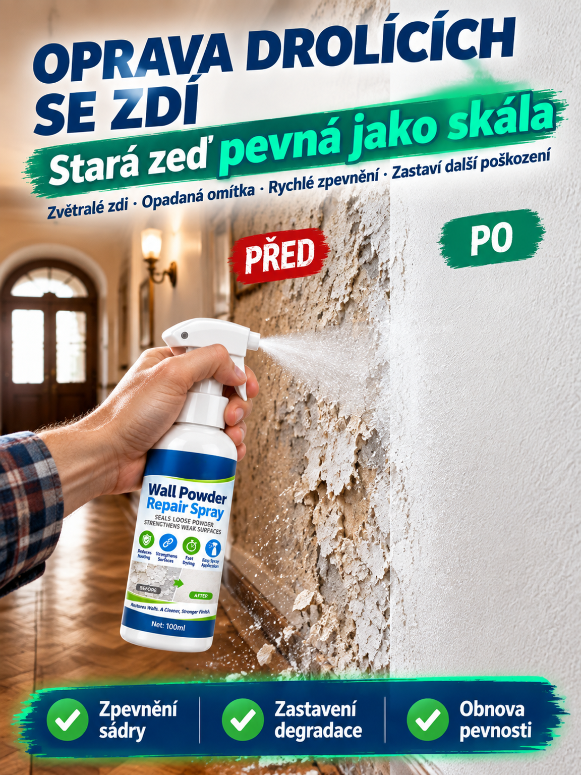 【Ušetřete desetitisíce za práci】🛠️ Revoluční Nano Sprej na Zdi – Opravte Praskliny a Plísně za 3 Sekundy! ✨