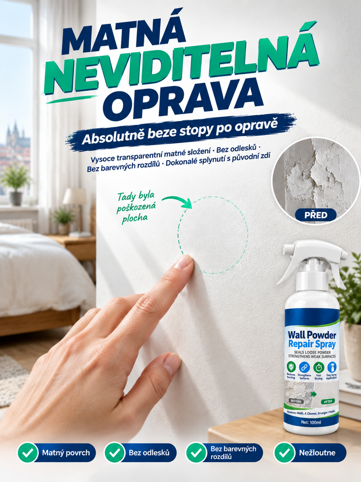 【Ušetřete desetitisíce za práci】🛠️ Revoluční Nano Sprej na Zdi – Opravte Praskliny a Plísně za 3 Sekundy! ✨