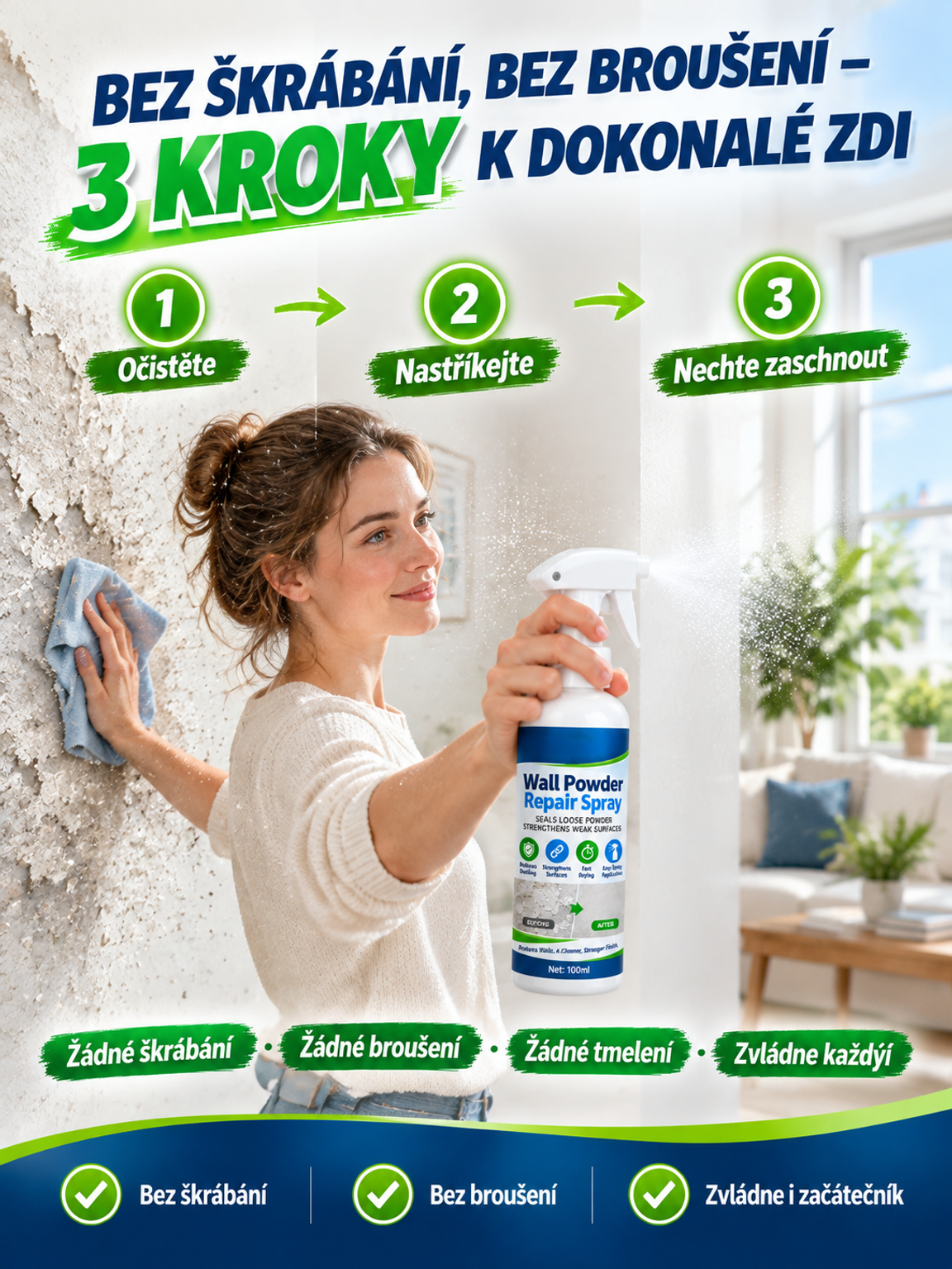 【Ušetřete desetitisíce za práci】🛠️ Revoluční Nano Sprej na Zdi – Opravte Praskliny a Plísně za 3 Sekundy! ✨