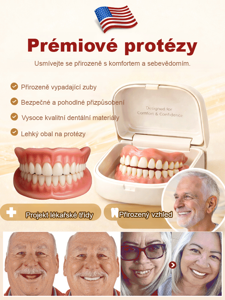 Získejte zpět své sebevědomí bez drahých návštěv u zubaře. Naše inovativní náhrada se díky speciálnímu polymeru dokonale přizpůsobí vašim dásním během pár minut v pohodlí domova. 