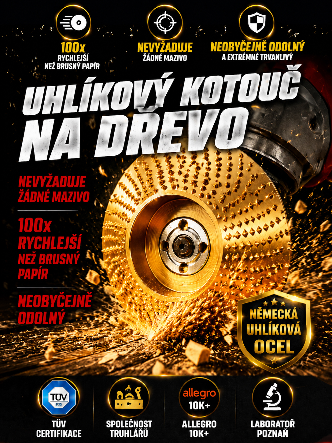 【Rychlé řezání a broušení】🛠️ Německý diamant mezi kotouči: Dokonalý výsledek za desetinu času!