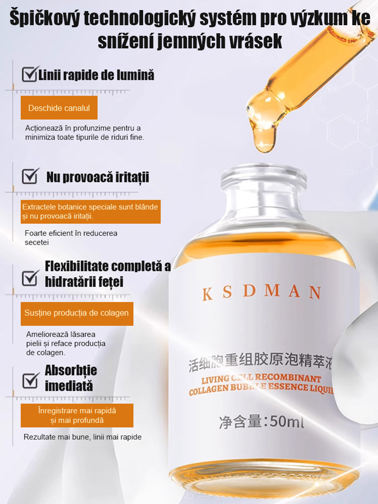 Přestaňte plýtvat penězi za krémy na vodní bázi, které zůstávají na povrchu! 🛑 Seznamte se s aktivní kolagenovou esencí 3. generace. Na rozdíl od tradiční péče o pleť naše složení neobsahuje 0 % vody – jedná se o 100% vysoce koncentrovaný kolagen s malým