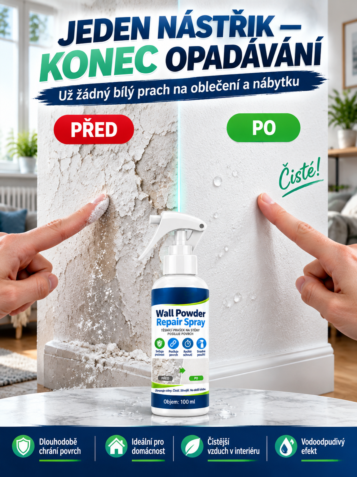 【Ušetřete desetitisíce za práci】🛠️ Revoluční Nano Sprej na Zdi – Opravte Praskliny a Plísně za 3 Sekundy! ✨
