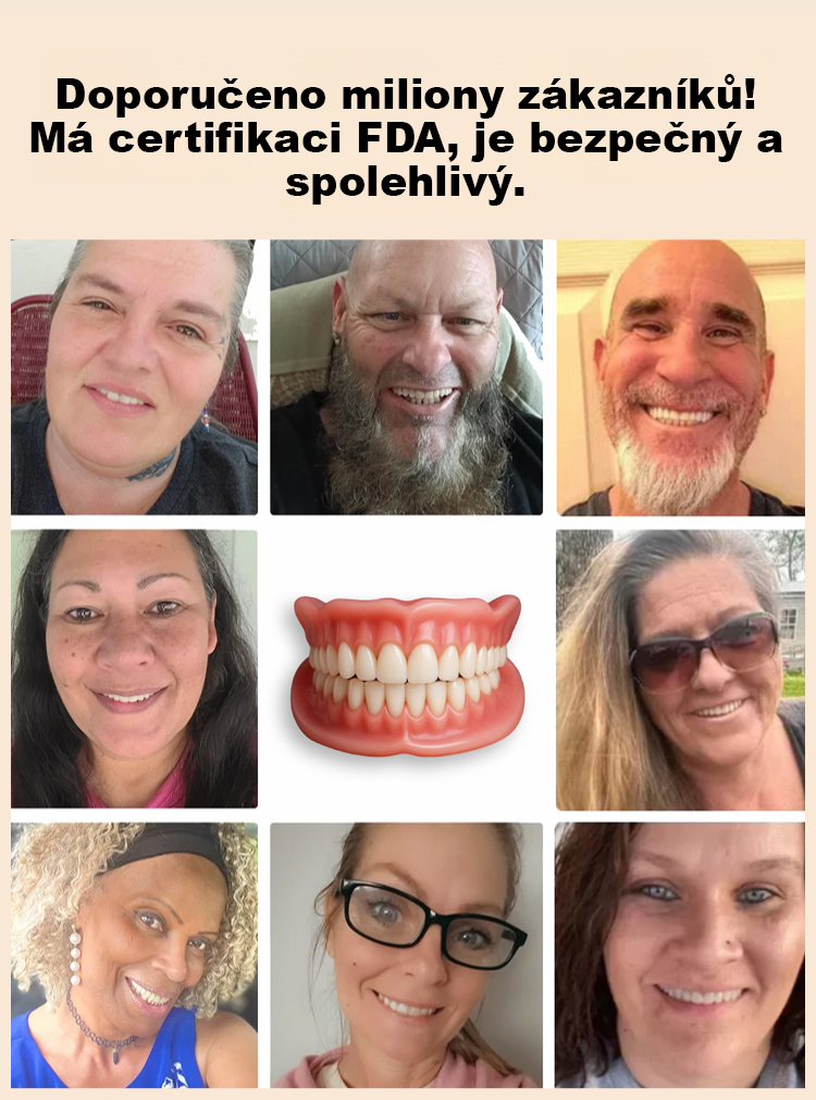 Získejte zpět své sebevědomí bez drahých návštěv u zubaře. Naše inovativní náhrada se díky speciálnímu polymeru dokonale přizpůsobí vašim dásním během pár minut v pohodlí domova. 