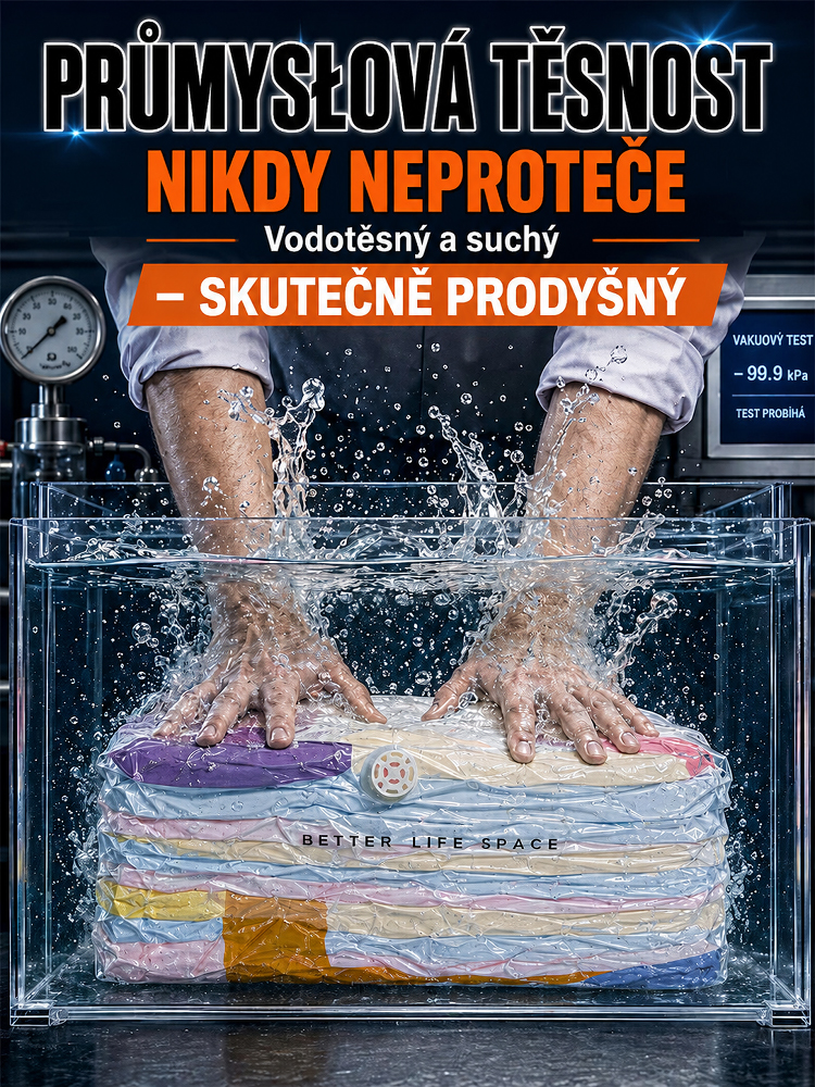 💡 Máte plnou skříň? Sbalte oblečení bez námahy! Extra velký vakuový kompresní vak (bez nutnosti pumpy) – Okamžitě uvolní 80 % prostoru
