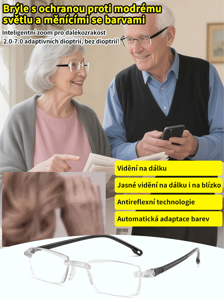 【Chytré čtecí brýle pro každého】 👁️ Čtení/Používání telefonu/Sledování televize | Jedna čočka pro všechny