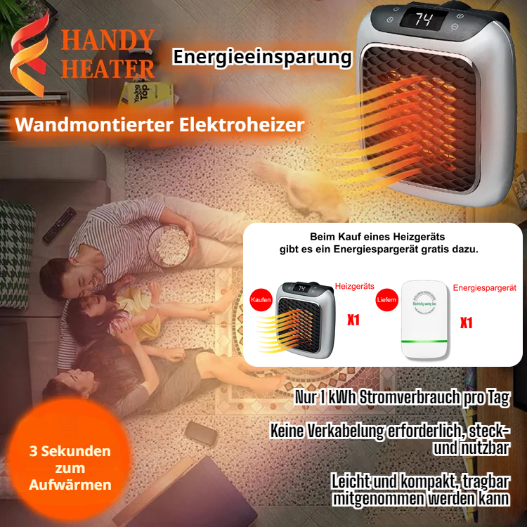 【Nur 1 kWh in sieben Tagen⚡】Wandmontierter Heizlüfter🔥