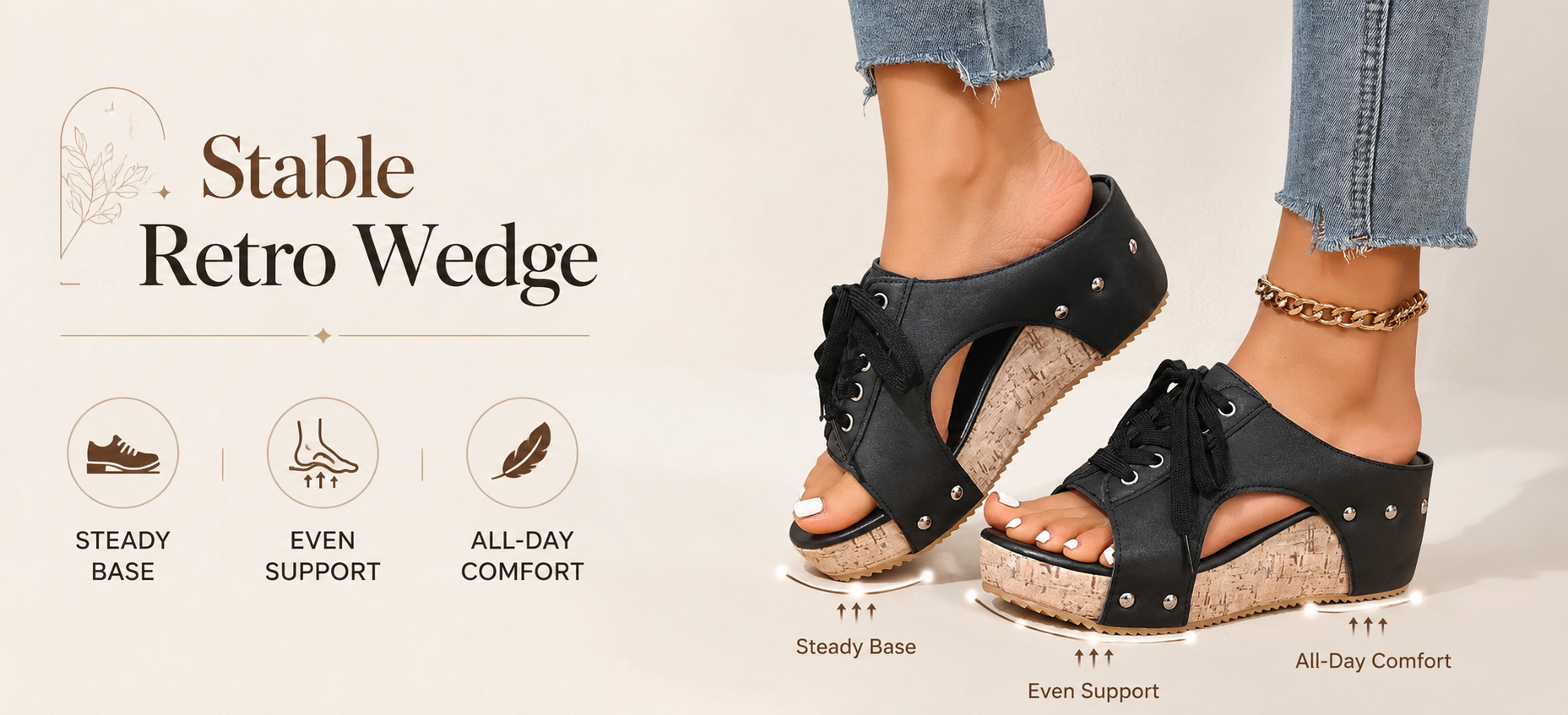 Product detail image: side view showing the stable retro wedge sole