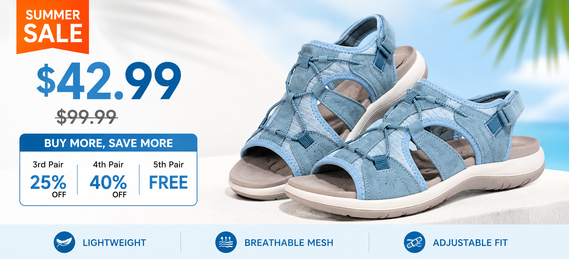 Offer image: sale graphic showing $42.99, $89.99 compare-at price, and buy more save more message
