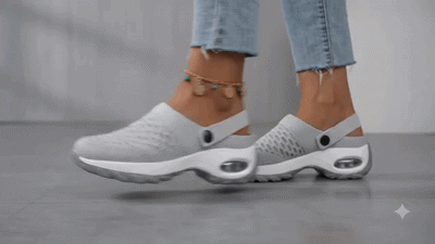 Suggested image: hero lifestyle photo of a woman walking in Fleetheritage air-cushion orthopedic sandals