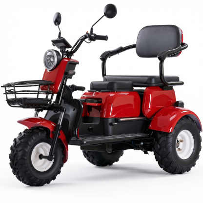 Senior mobility scooter, 64V 20Ah Removable Battery, 1000W Motor, 580 lbs Maximum Weight Capacity, Two Seats, 30 Miles Maximum Range, 16 MPH Maximum Speed, Foldable Tricycle