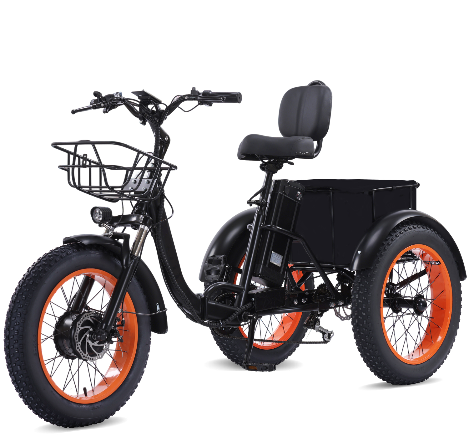 Adult electric tricycle, 500W folding electric tricycle, torque 60 Nm, senior tricycle, equipped with a large-capacity basket and removable 48V 15Ah battery, maximum load capacity 400 lbs, maximum speed 18 mph, range 50 miles.