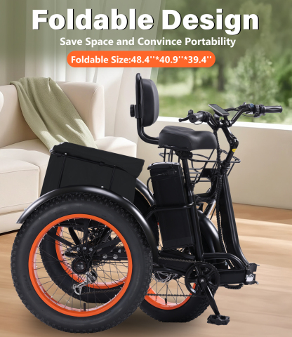 Adult Electric Tricycle, Peak 500W 3 Wheel Electric Bicycle, 15AH Removable Battery, Range up to 50 Miles, Maximum Speed 18/mph, With Basket, Suitable for Most People, Can Carry Goods, Can Be Used for Outdoor Outing, Camping and Other Various Scenarios