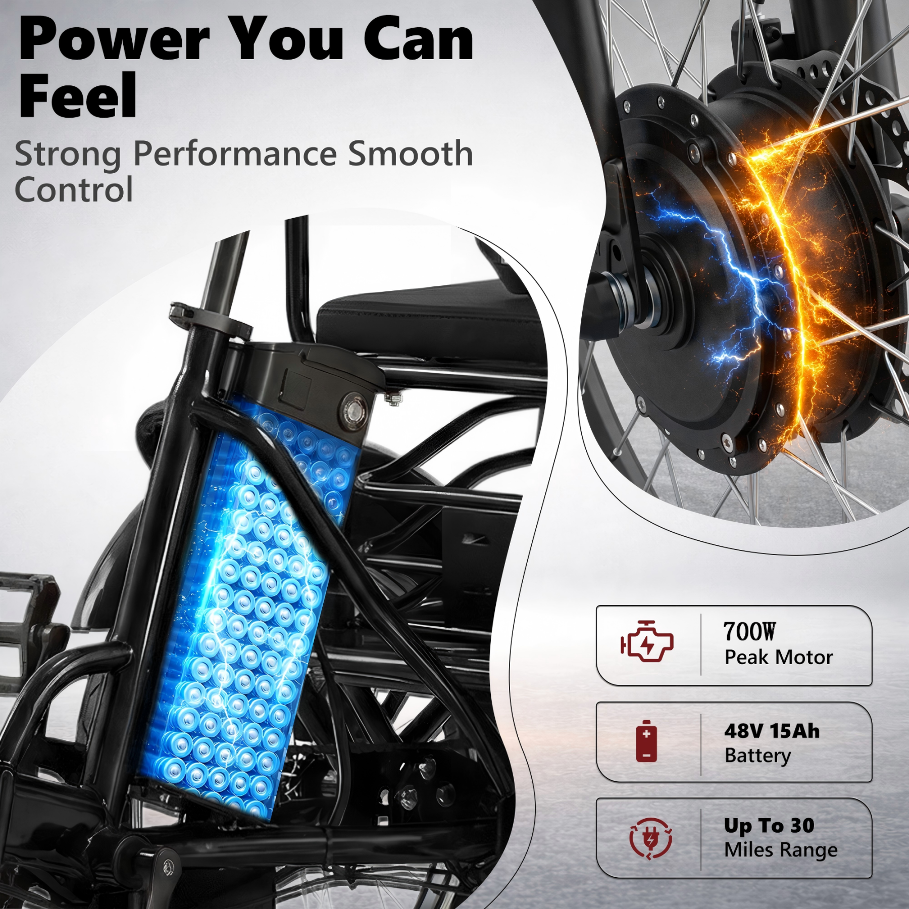 YEBEI Electric Tricycle for Adults Folding Electric Trike 3 Wheel Electric Trike with Two-Seater Large Basket Super Powerful Brushless 750W Motor 48V15AH Lithium Battery Max 20MPH E-Tricycle Red