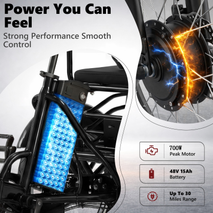 YEBEI Electric Tricycle for Adults Folding Electric Trike 3 Wheel Electric Trike with Two-Seater Large Basket Super Powerful Brushless 750W Motor 48V15AH Lithium Battery Max 20MPH E-Tricycle Red