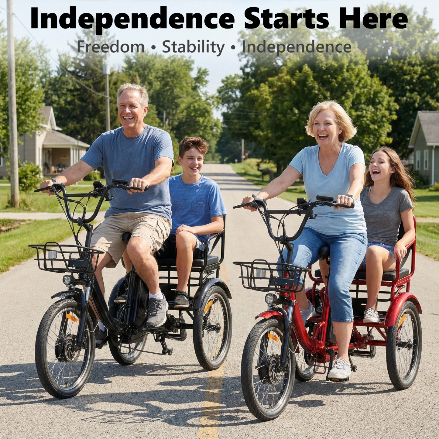 NOMIGO Folding Electric Tricycle for Adults, 2-Seater 3-Wheel Electric Trike, 400W Motor, 48V 15Ah Battery, Up to 20 Miles, 330 lb Capacity