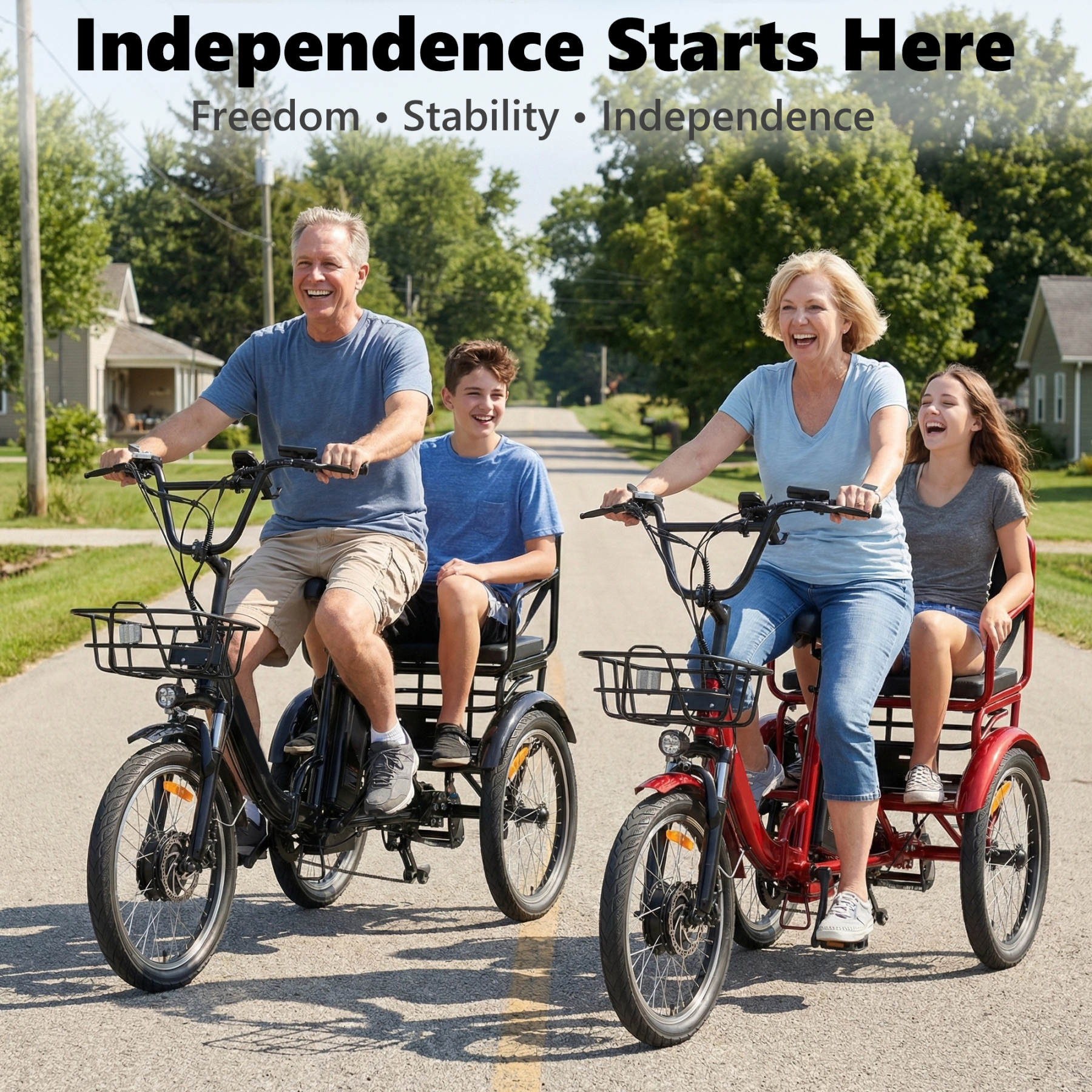 NOMIGO Folding Electric Tricycle for Adults, 2-Seater 3-Wheel Electric Trike, 400W Motor, 48V 15Ah Battery, Up to 20 Miles, 330 lb Capacity