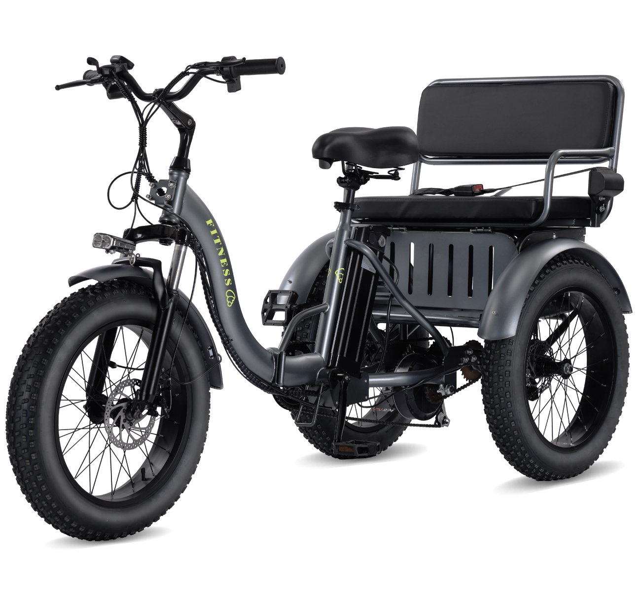 BK-039 Adult Electric Tricycle, 500W motor, 48V 15AH battery, weight capacity 440 lbs, max form range 50 miles, max speed 18 mph， LED display, Two seats