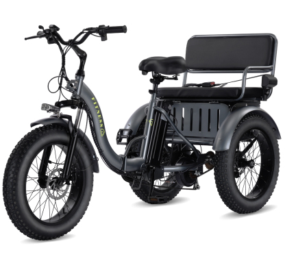 BK-039 Adult Electric Tricycle, 500W motor, 48V 15AH battery, weight capacity 440 lbs, max form range 50 miles, max speed 18 mph， LED display, Two seats