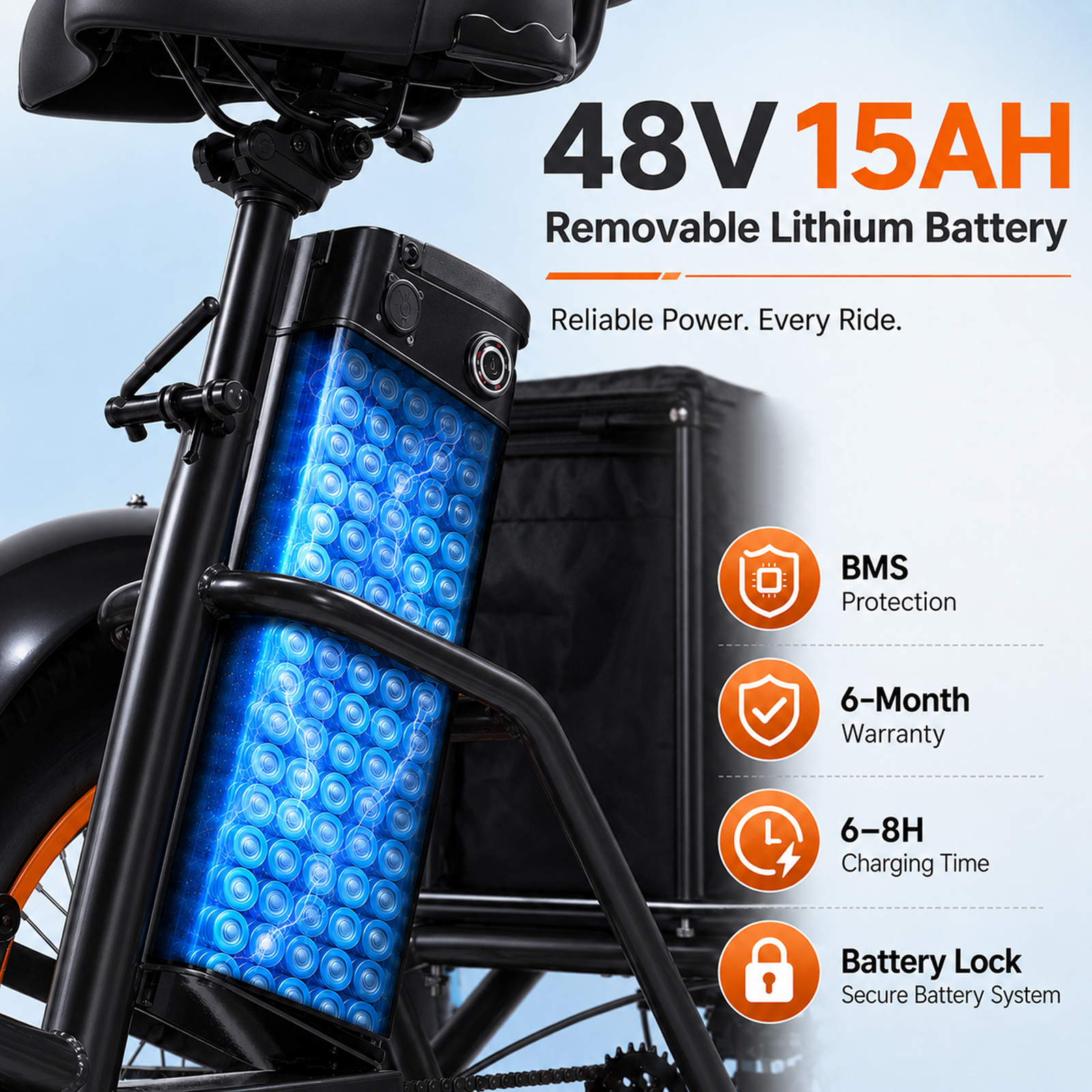 NOMIGO500W Electric Tricycle for Adults with 48V 15Ah Removable Battery, 20" Fat Tires, 7-Speed, Front & Rear Baskets, Comfort Seat with Backrest