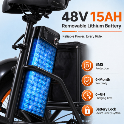 NOMIGO500W Electric Tricycle for Adults with 48V 15Ah Removable Battery, 20" Fat Tires, 7-Speed, Front & Rear Baskets, Comfort Seat with Backrest