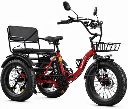 Adult Electric Tricycle, 500W motor, 48V 15.6AH battery, weight capacity 440 lbs, max form range 50 miles, max speed 18 mph， LED display, Two seats