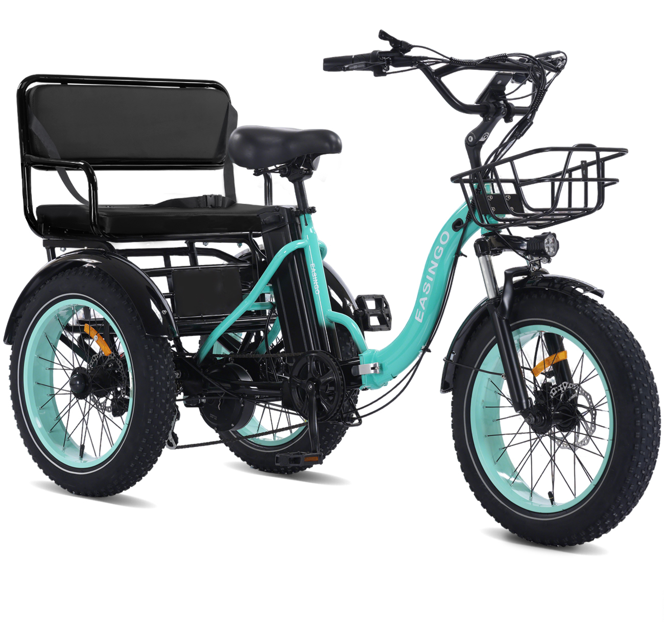 BK-039 Adult Electric Tricycle, 500W motor, 48V 15AH battery, weight capacity 440 lbs, max form range 50 miles, max speed 18 mph， LED display, Two seats