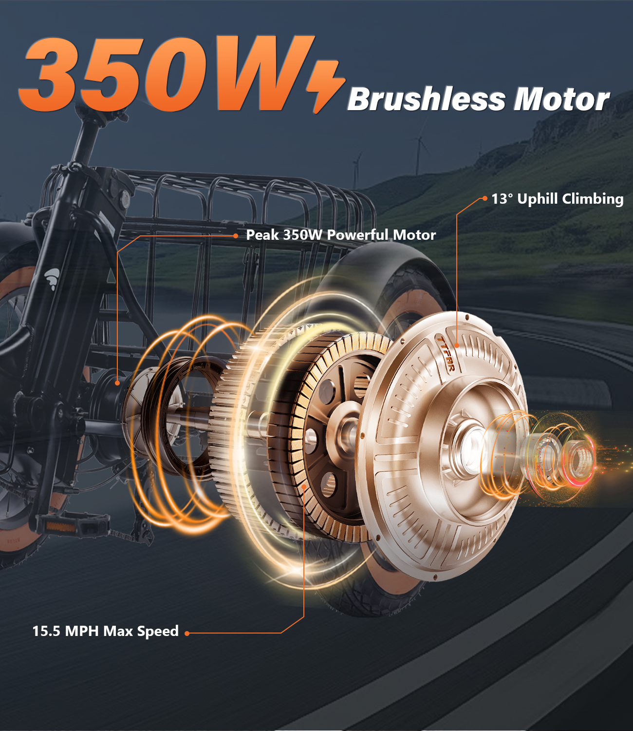 Adult electric tricycle, electric tricycle with basket, 350W high power motor, high carbon steel sturdy body, can be assembled in half an hour, aluminum alloy wheels, shock absorbing forks, 48V/15AH high capacity battery, travel up to 50 miles, 20X4.0 whe