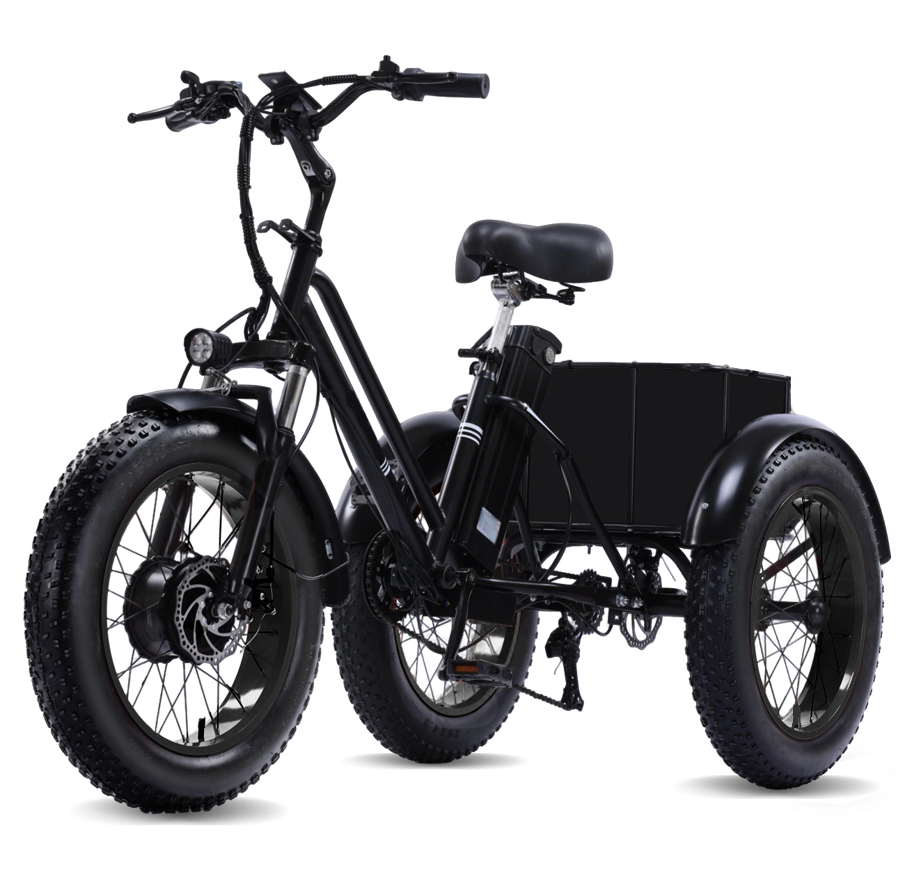 NOMIGO Electric Tricycle for Adults, 500W 3 Wheel Electric Bike, 20" x 4" Fat Tires, 48V 15Ah Battery, 7-Speed, Rear Basket, Black