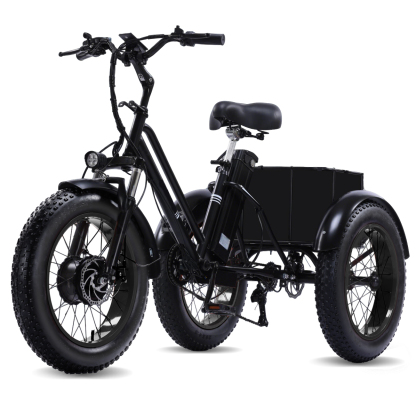 NOMIGO Electric Tricycle for Adults, 500W 3 Wheel Electric Bike, 20" x 4" Fat Tires, 48V 15Ah Battery, 7-Speed, Rear Basket, Black