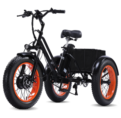 NOMIGO Electric Tricycle for Adults, 500W Motor, 48V 15Ah Battery, 20x4" Fat Tire 3-Wheel Electric Bike, 7-Speed, Rear Basket, Black