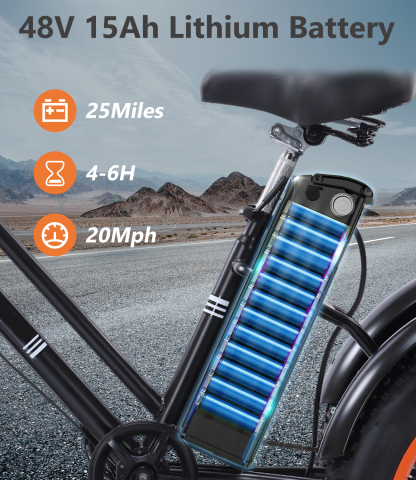 成人电动三轮车，电动三轮车，峰值500W 3轮电动自行车，可拆卸电池，升级版3轮电动自行车，行程可达50英里，20X4.0轮成人三轮车，最大速度15/mph，经典黑色带篮子