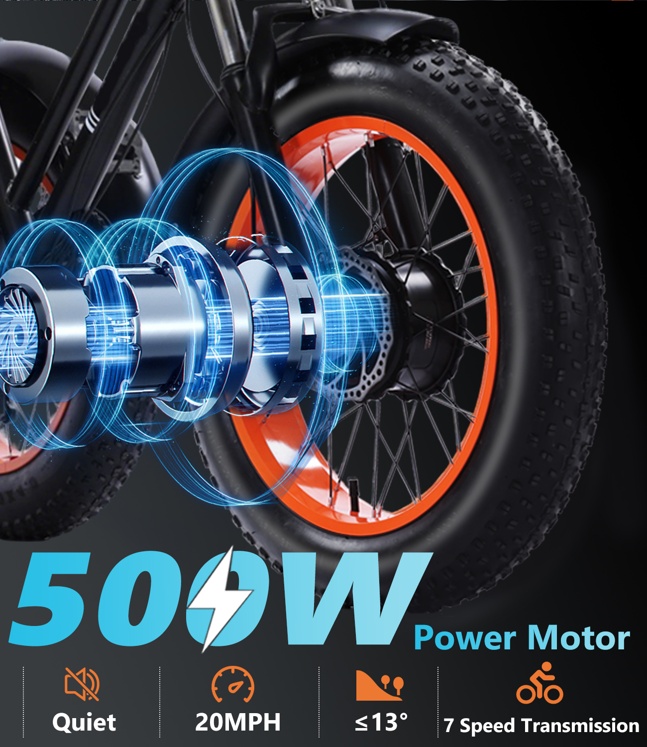 成人电动三轮车，电动三轮车，峰值500W 3轮电动自行车，可拆卸电池，升级版3轮电动自行车，行程可达50英里，20X4.0轮成人三轮车，最大速度15/mph，经典黑色带篮子