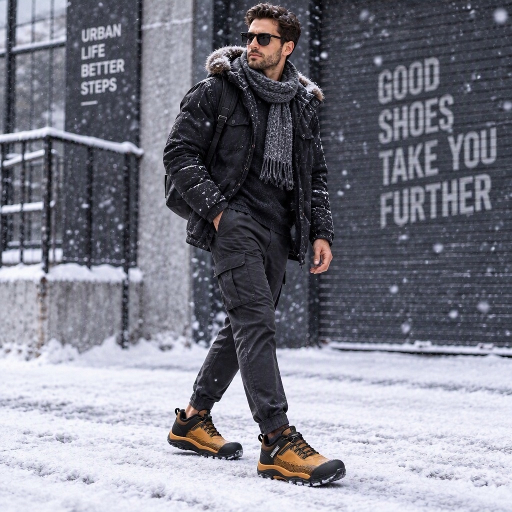 ⏰Last Day! 45% OFF  🔥MANTRAFF®Men's Winter Fleece Lined High Top Outdoor Safety Hiking Boots