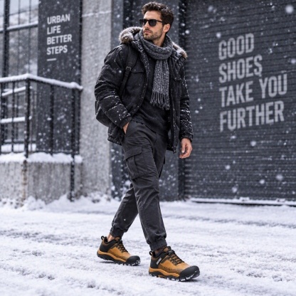 ⏰Last Day! 45% OFF  🔥MANTRAFF®Men's Winter Fleece Lined High Top Outdoor Safety Hiking Boots