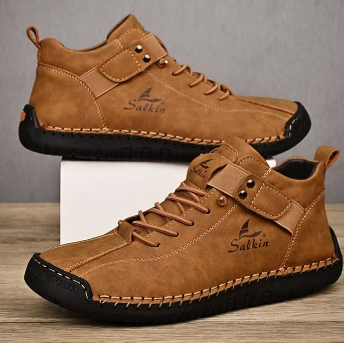 VIP Exclusive: Custom Order – Men’s Hand-Stitched Mid-Top Leather Casual Boots