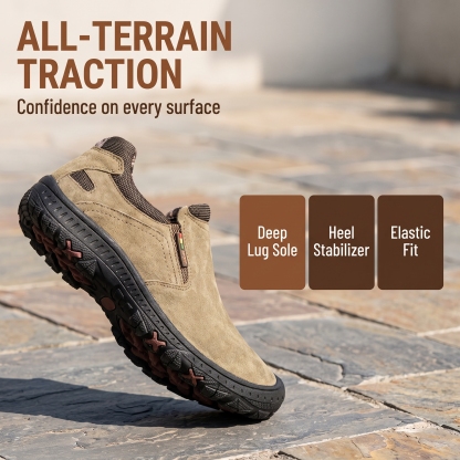  MANTRAFF® Men’s Handcrafted Leather Outdoor Shoes – Arch Support, Wide Toe & Impact Protection